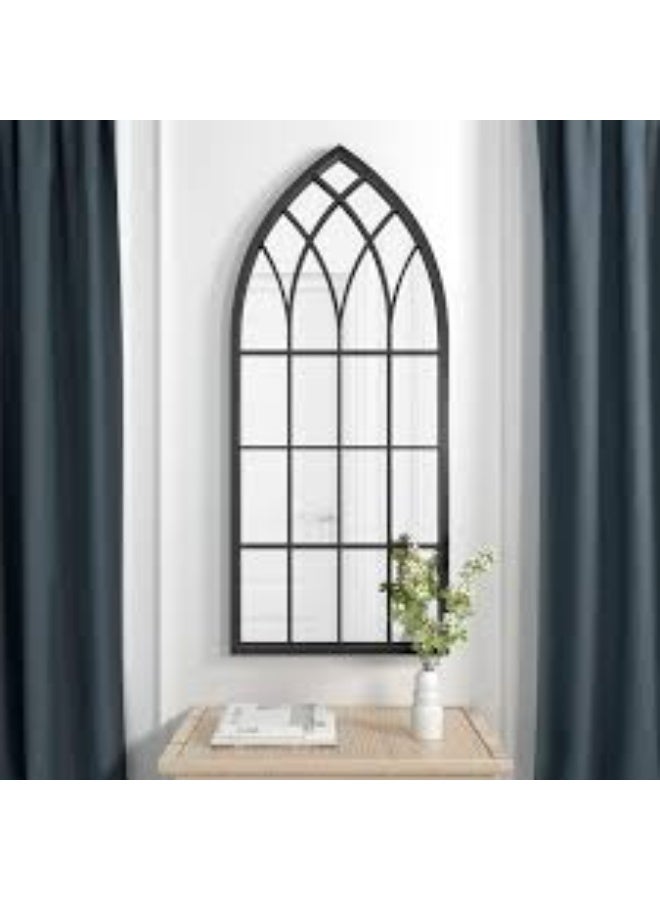 EMAAZZ LLC Vintage Arch Window Decorative Wall Mirror | Metal Frame Designer Accent Mirror for Living Room Bedroom and Home Décor - Image 2